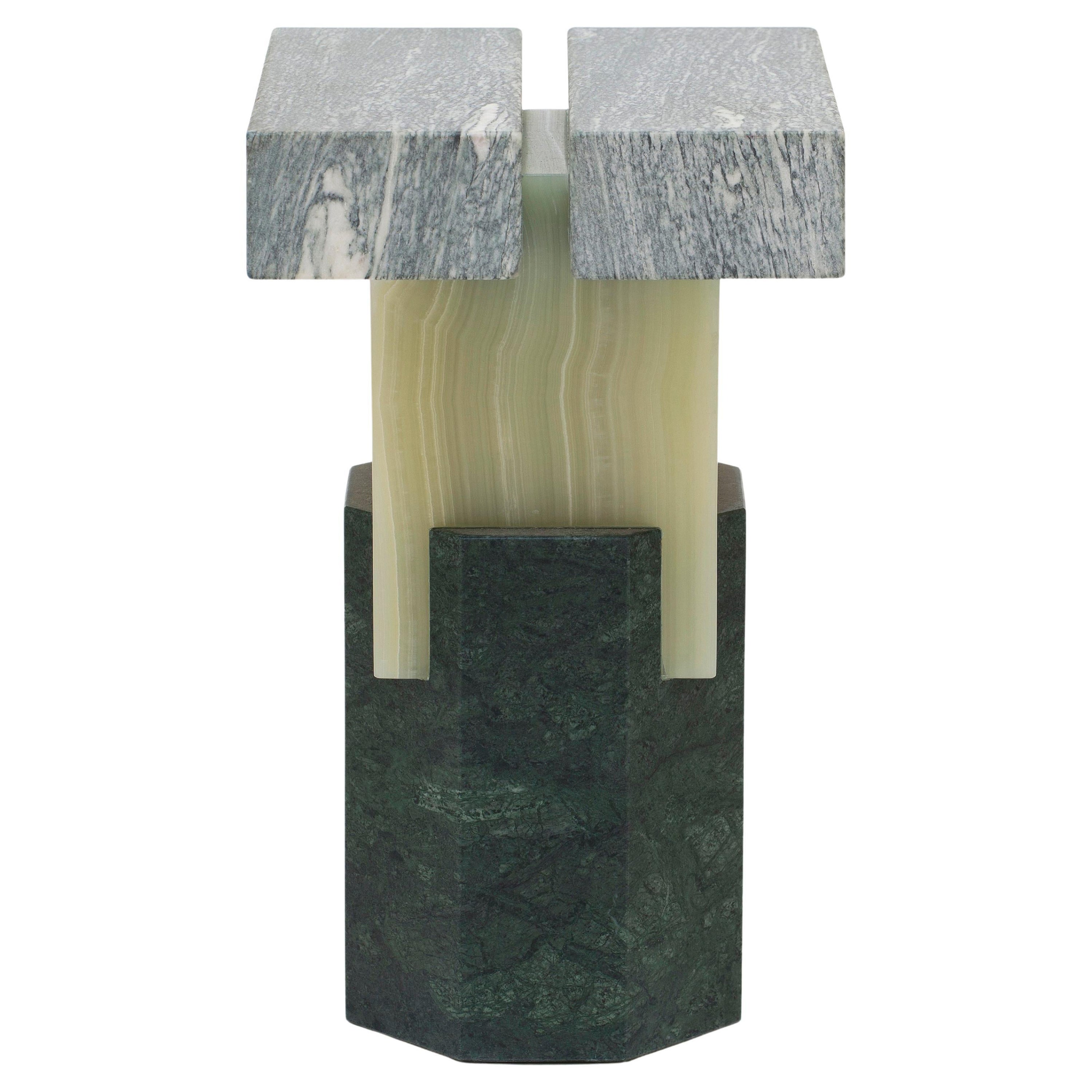Tabouret chromé Ionik en marbre par Oeuffice