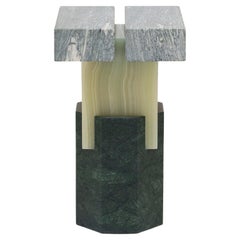 Tabouret chromé Ionik en marbre par Oeuffice