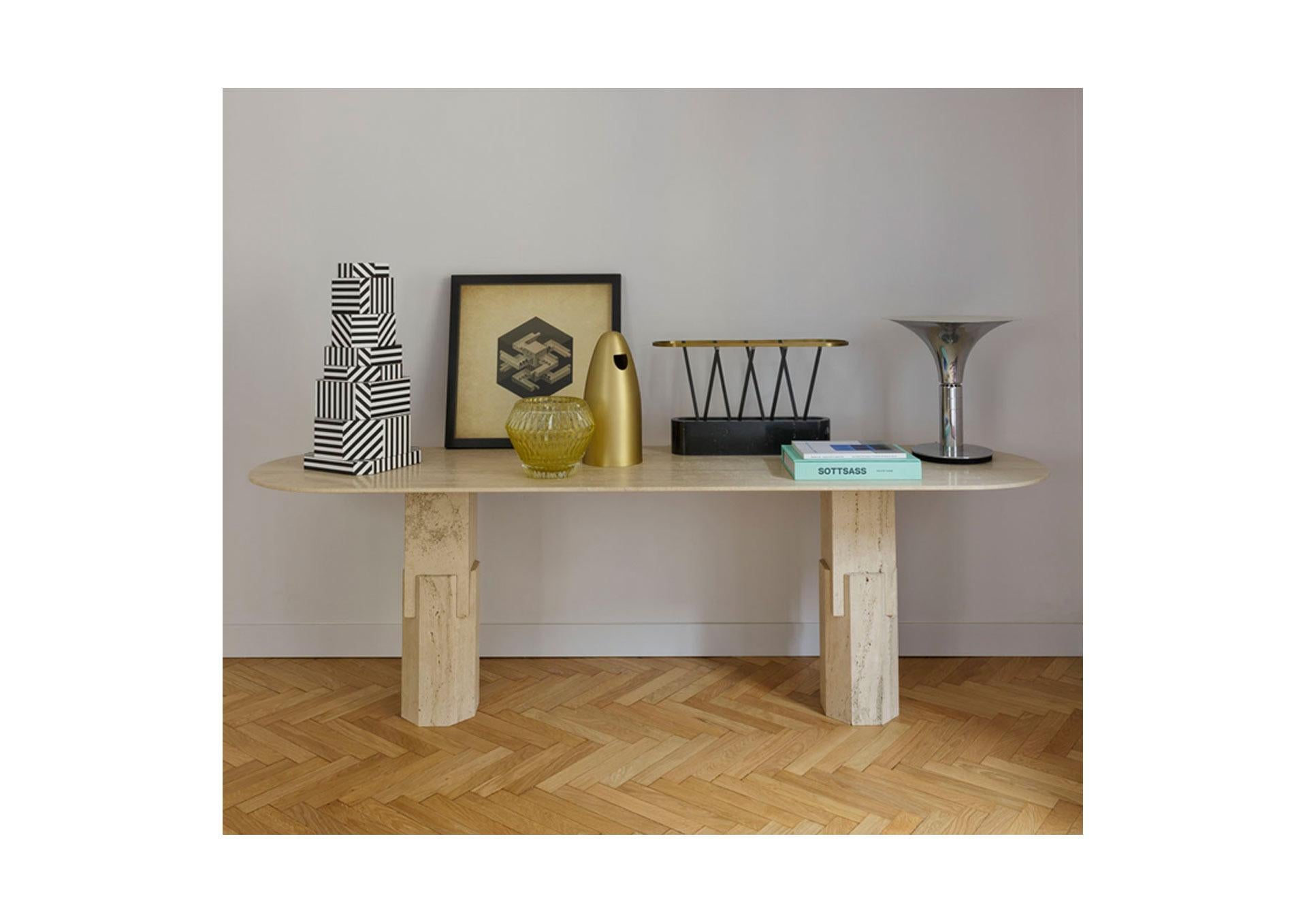 English Marble Ionik Console by Oeuffice For Sale
