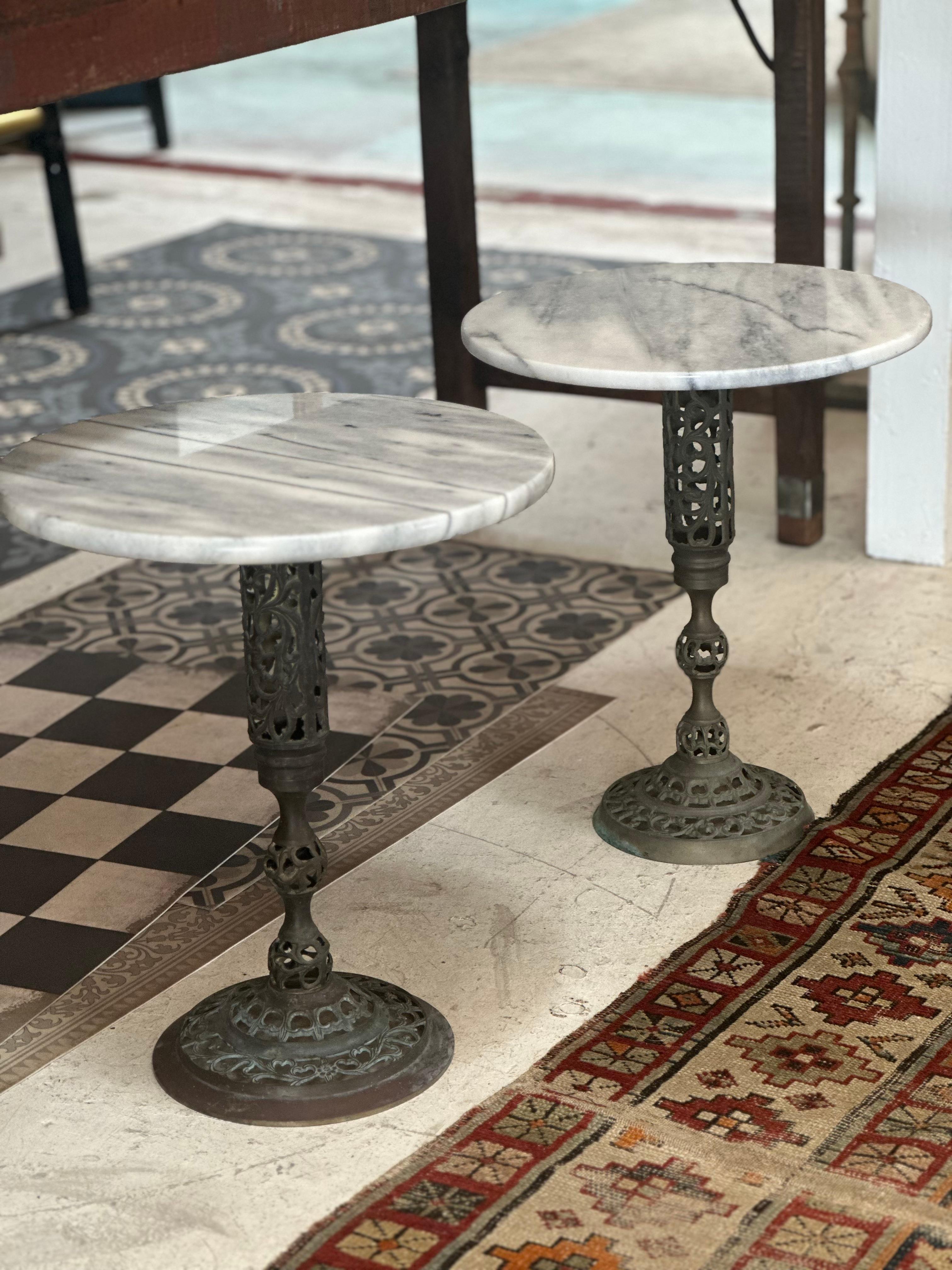 Industriel Marble & Iron Side Table en vente