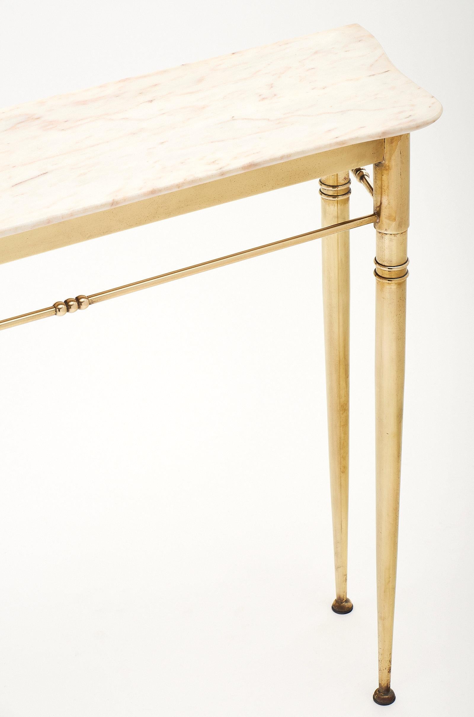 Brass Marble Italian Console Table in the Manner of Paolo Buffa