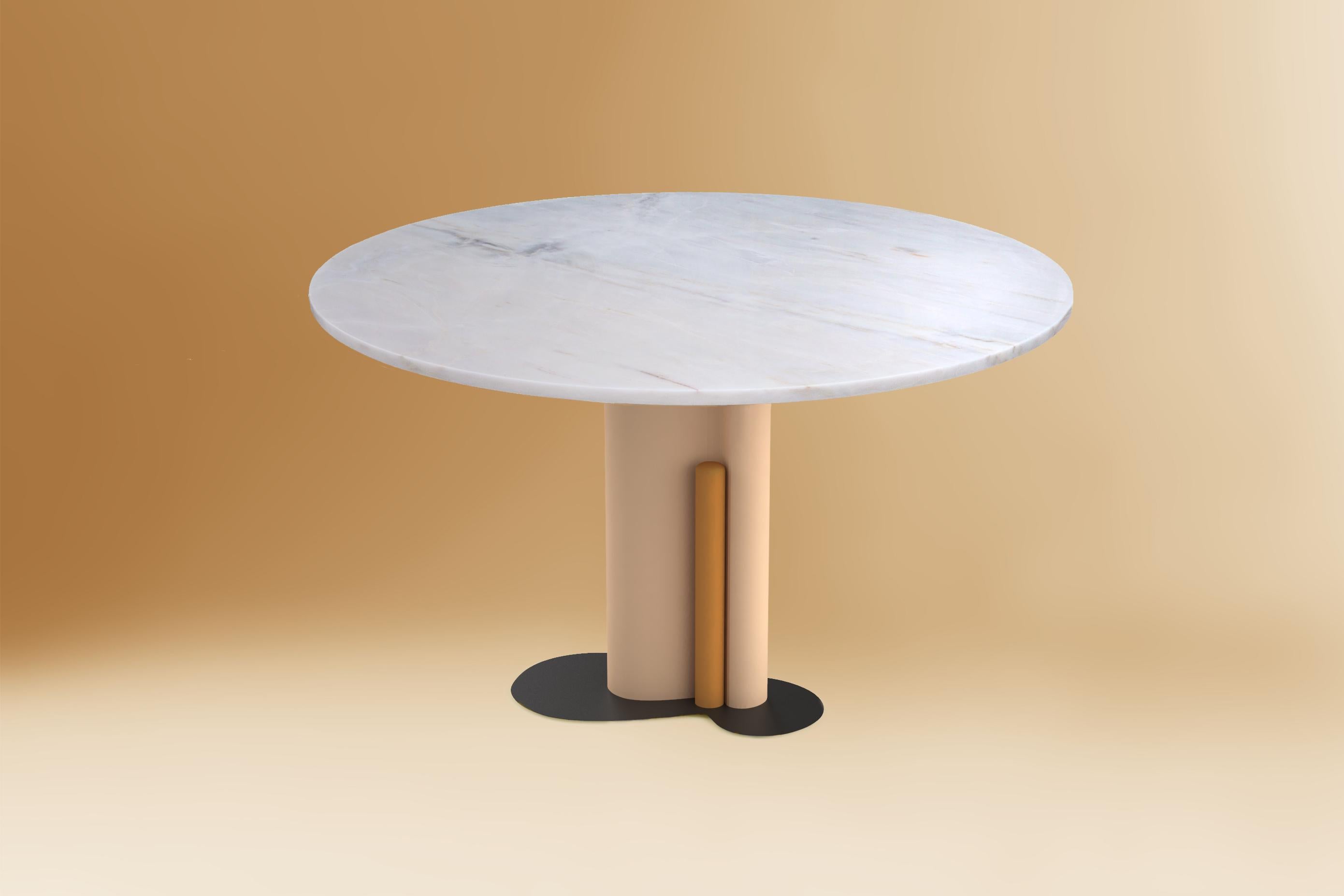 Marble Jack Round Dining Table by Dovain Studio
Dimensions: H 79 x Ø 120 cm.
Materials: Estremoz white marble, metal.

Dovain Studio
Creative direction by Sergio Prieto, a Spanish artist-designer who was born in Talavera de la Reina in 1994. He