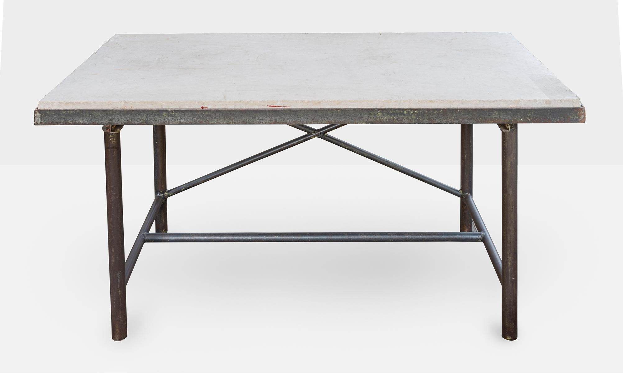 Industrial Marble Laboratory Table, France, circa 1920