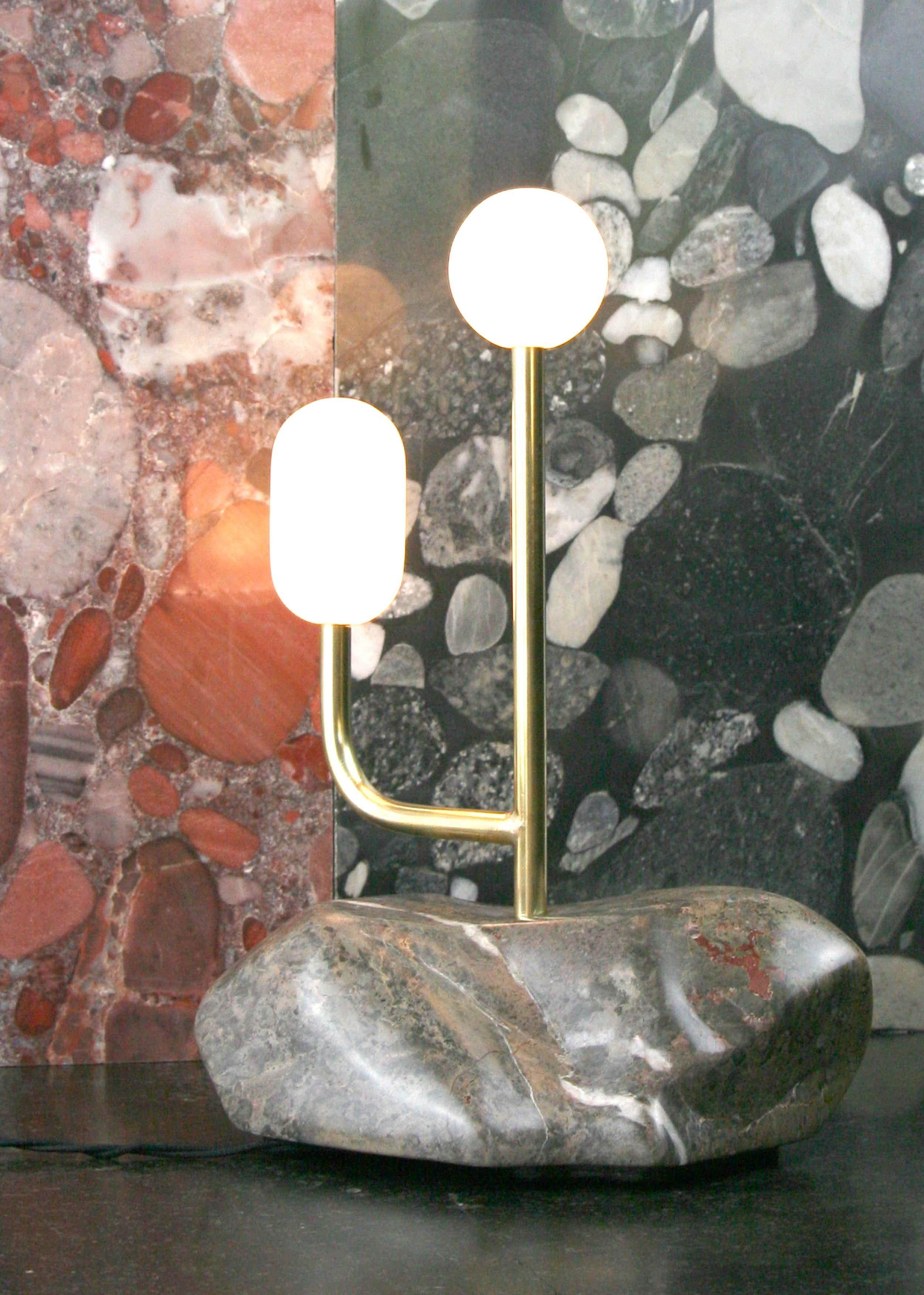 French Marble Lamp by Krzywda For Sale