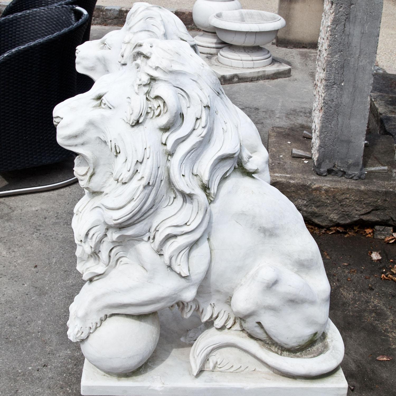 Contemporary Marble Lions, 21st Century For Sale