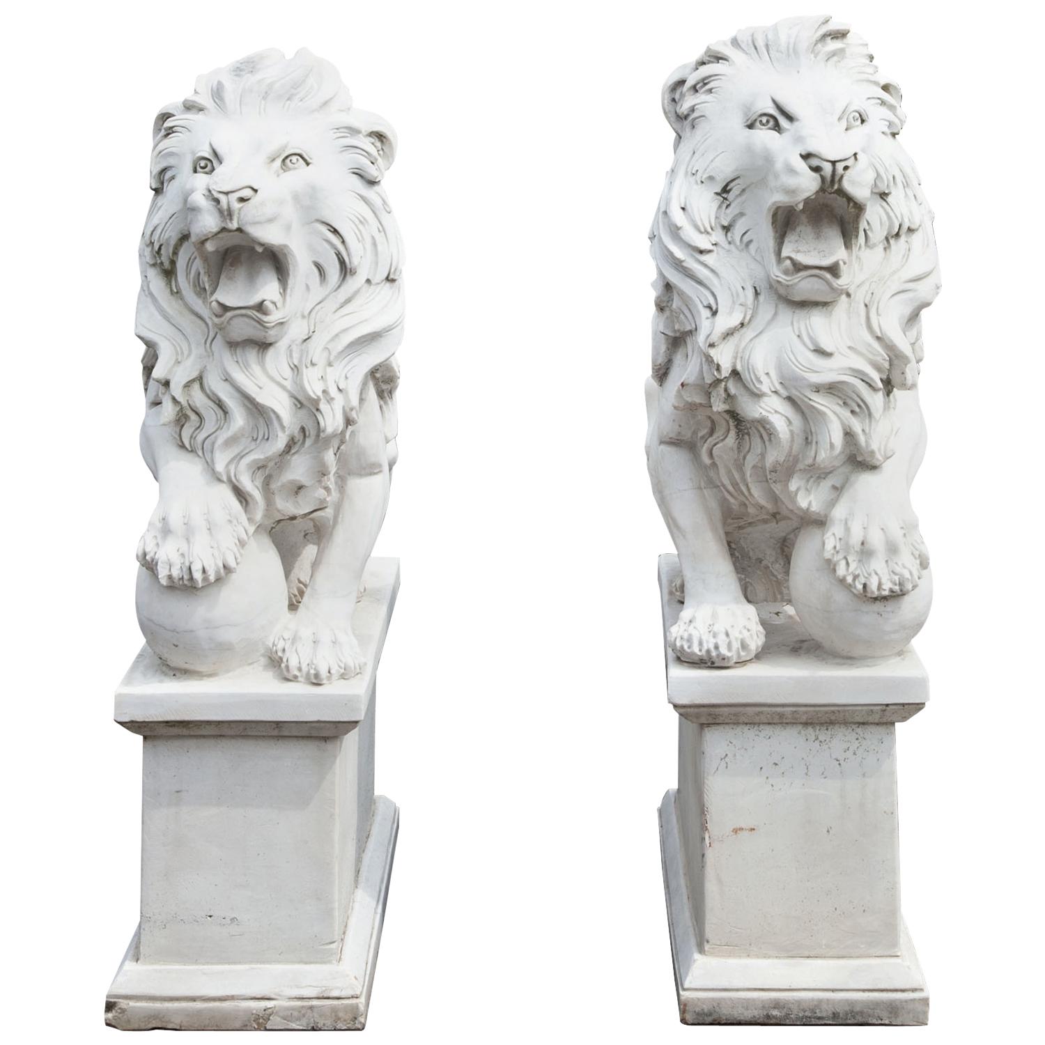 Marble Lions, 21st Century For Sale