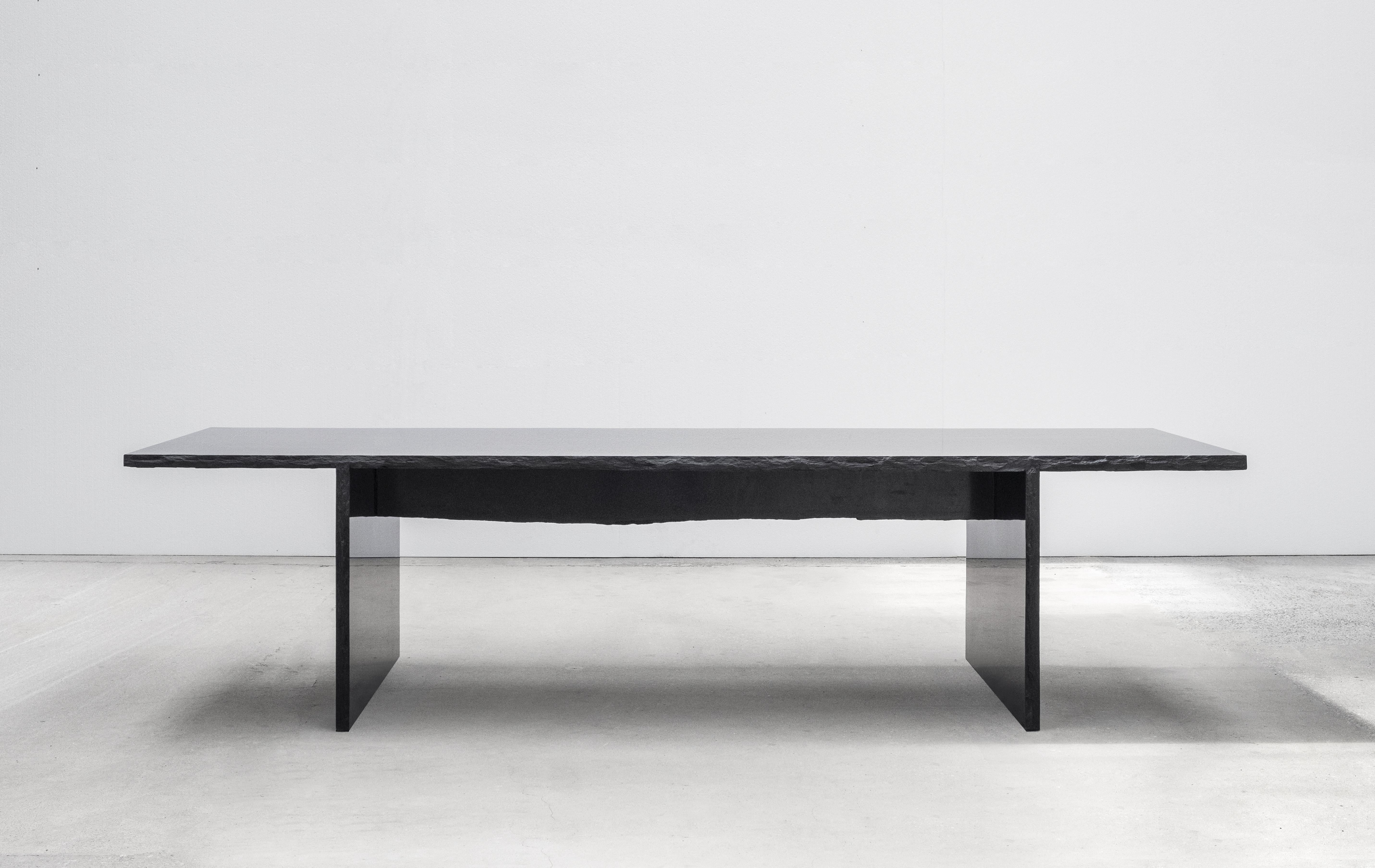 Marble Long Slate Dining Table Signed by Frédéric Saulou
Designer: Frédéric Saulou.
Materials: Trélazé black slate.
Dimensions: 75 x 300 x 110 cm
Edition of eight.
Signed and numbered.

