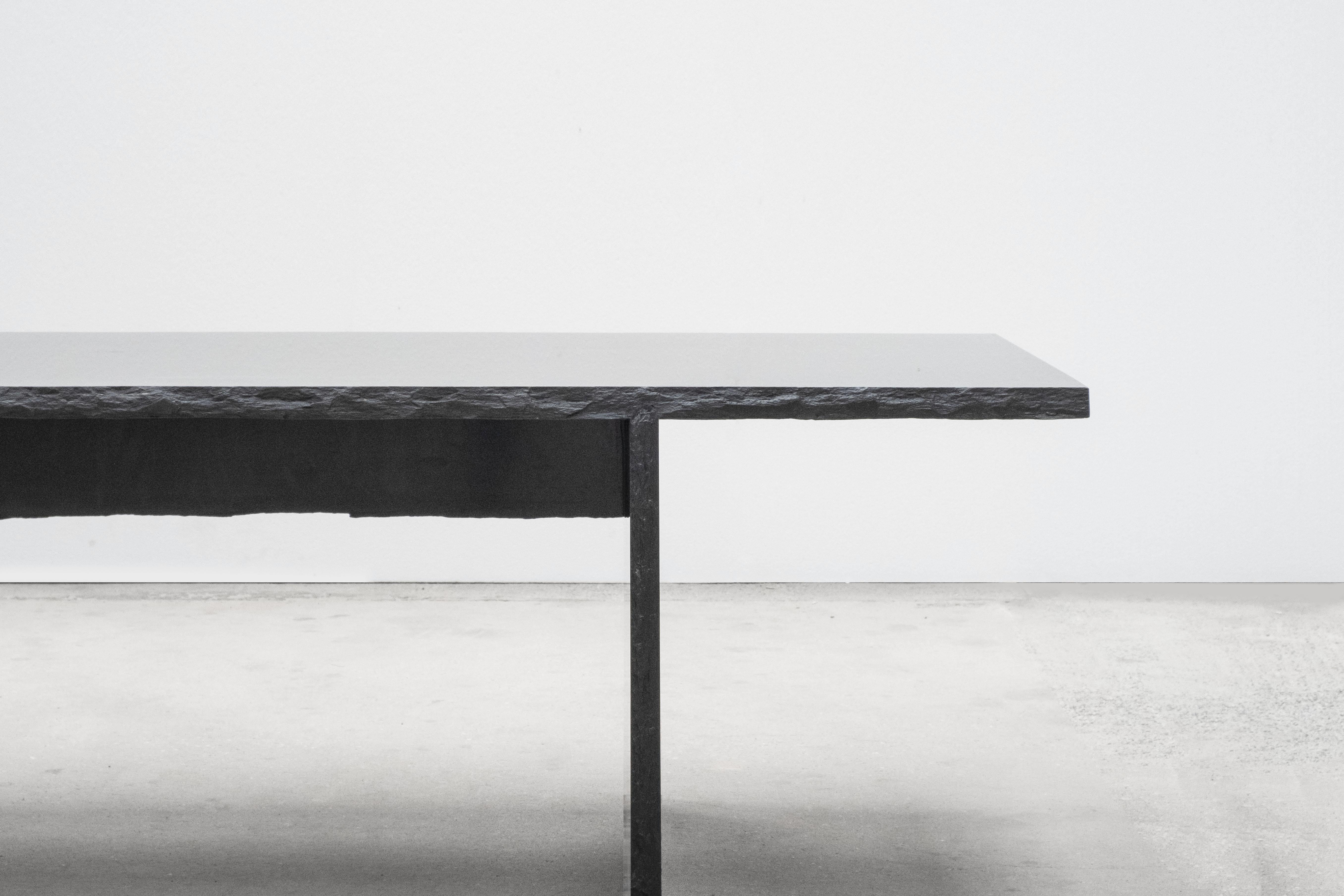 Contemporary Marble Long Slate Dining Table Signed by Frédéric Saulou For Sale