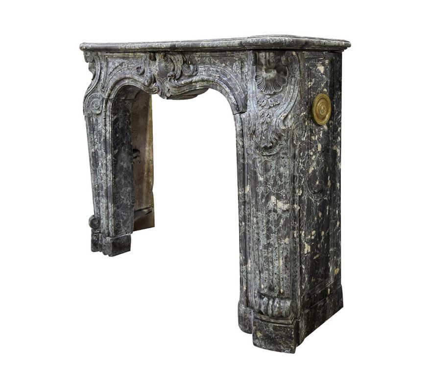 Late 19th Century Marble-look Louis XV Cement fireplace mantel 19th Century For Sale