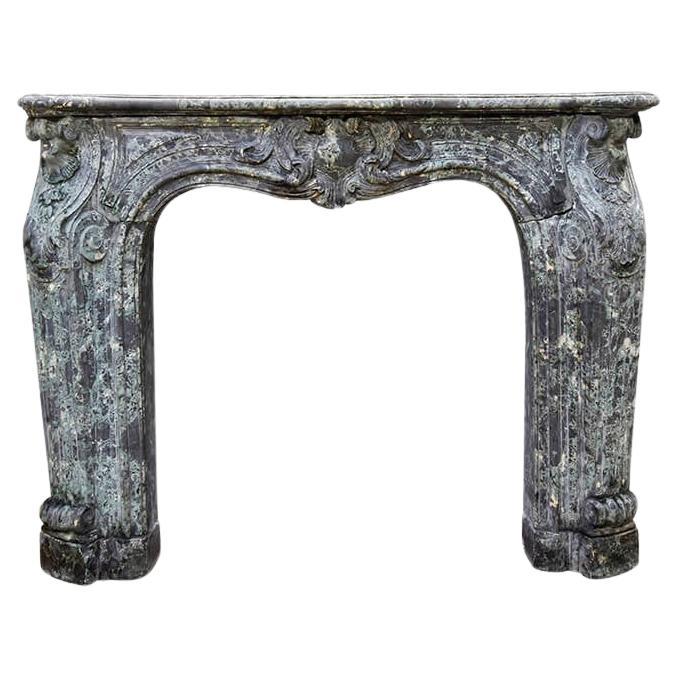 Marble-look Louis XV Cement fireplace mantel 19th Century For Sale