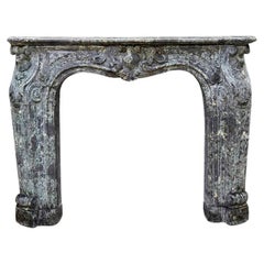 Marble-look Louis XV Cement fireplace mantel 19th Century