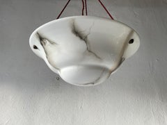 Marble Looking White Glass Art Deco Pendant Lamp, 1940s, Germany