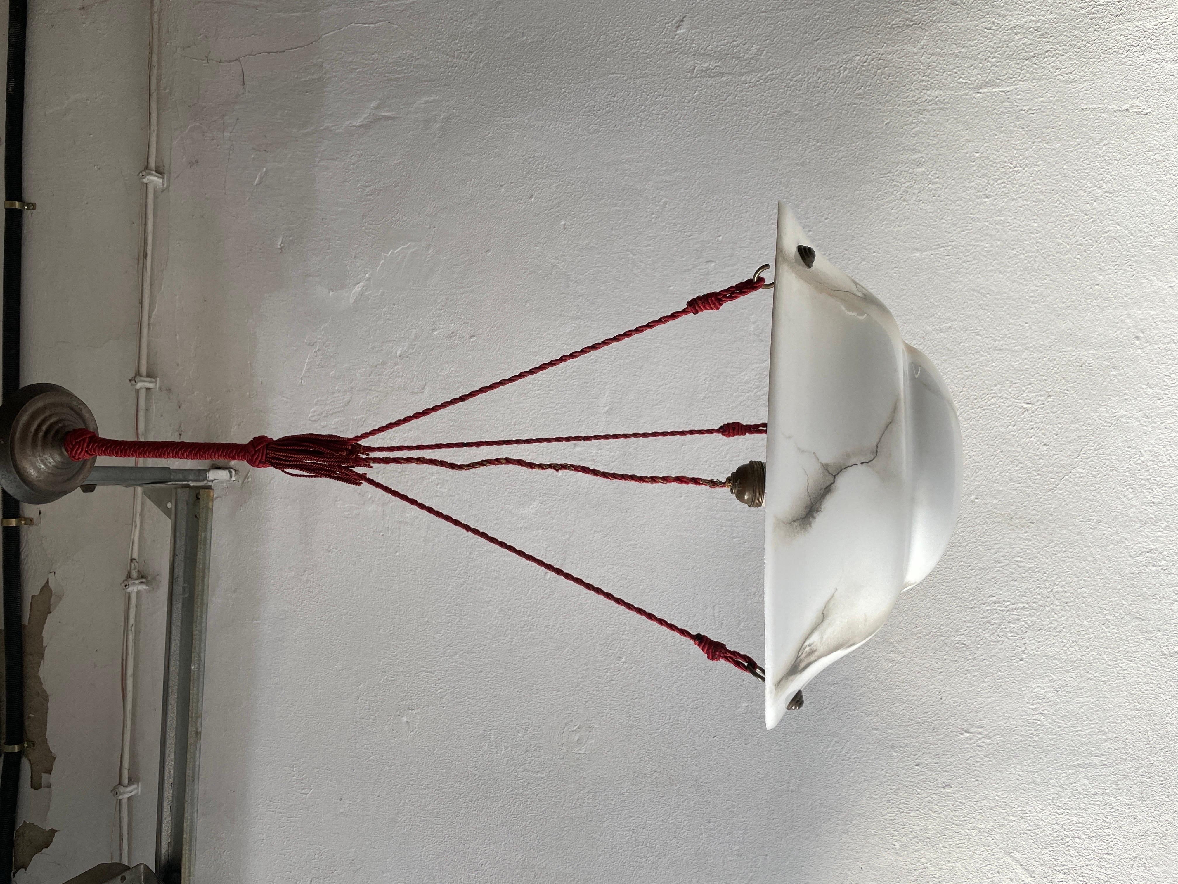 Marble Looking White Glass Art Deco Pendant Lamp, 1940s, Germany For Sale 5
