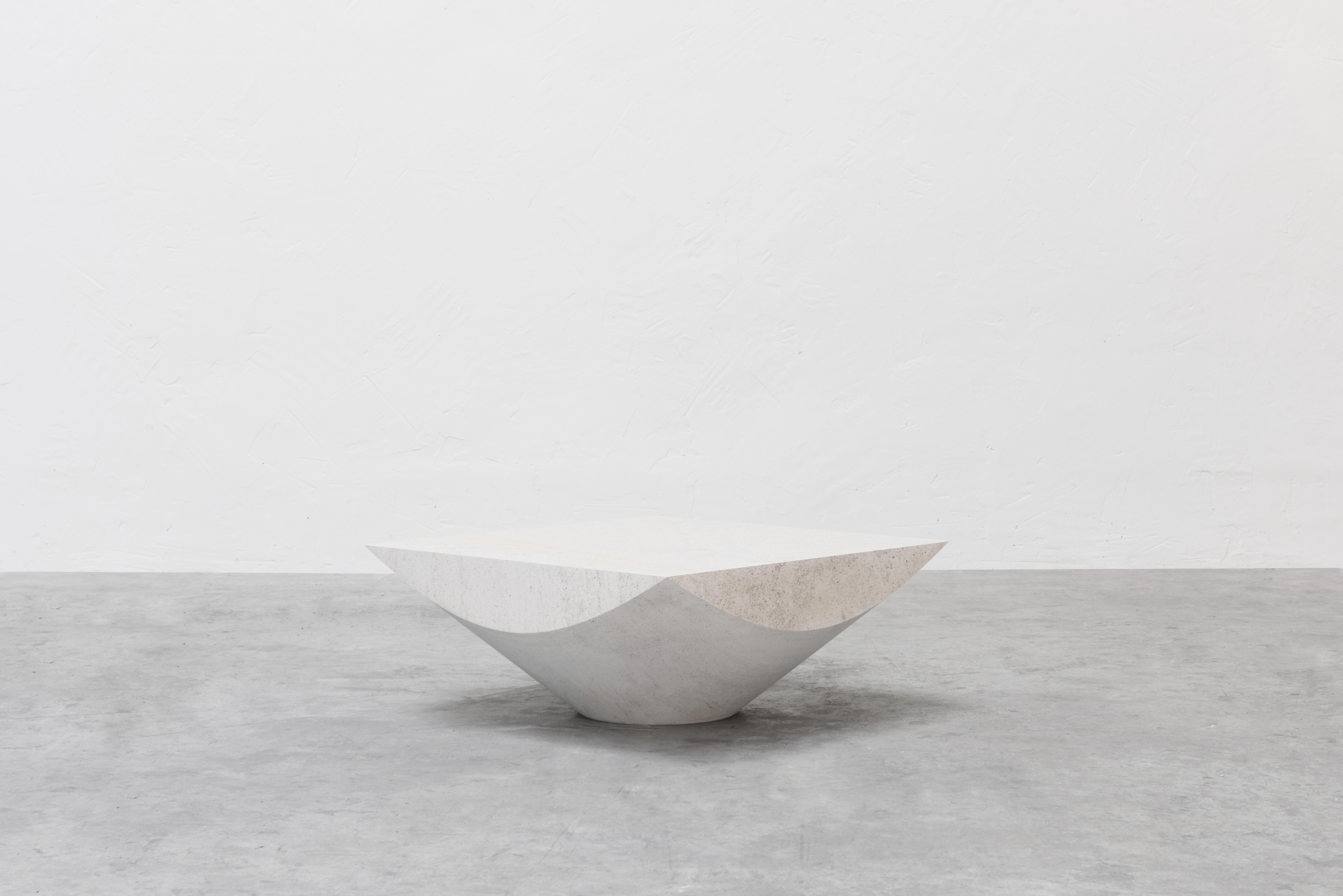 Organic Modern Marble Low Table 'ARCH' by Frédéric Saulou, Limestone