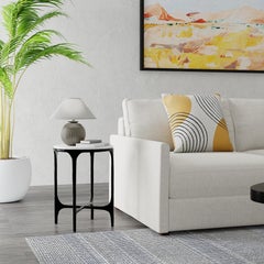 Marble Martini Table with Black Iron Legs