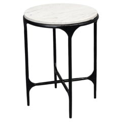Marble Martini Table with Black Iron Legs