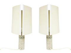 Marble, Metal and Fabric 1970/80s Table or Bedside Lamps by IBIS