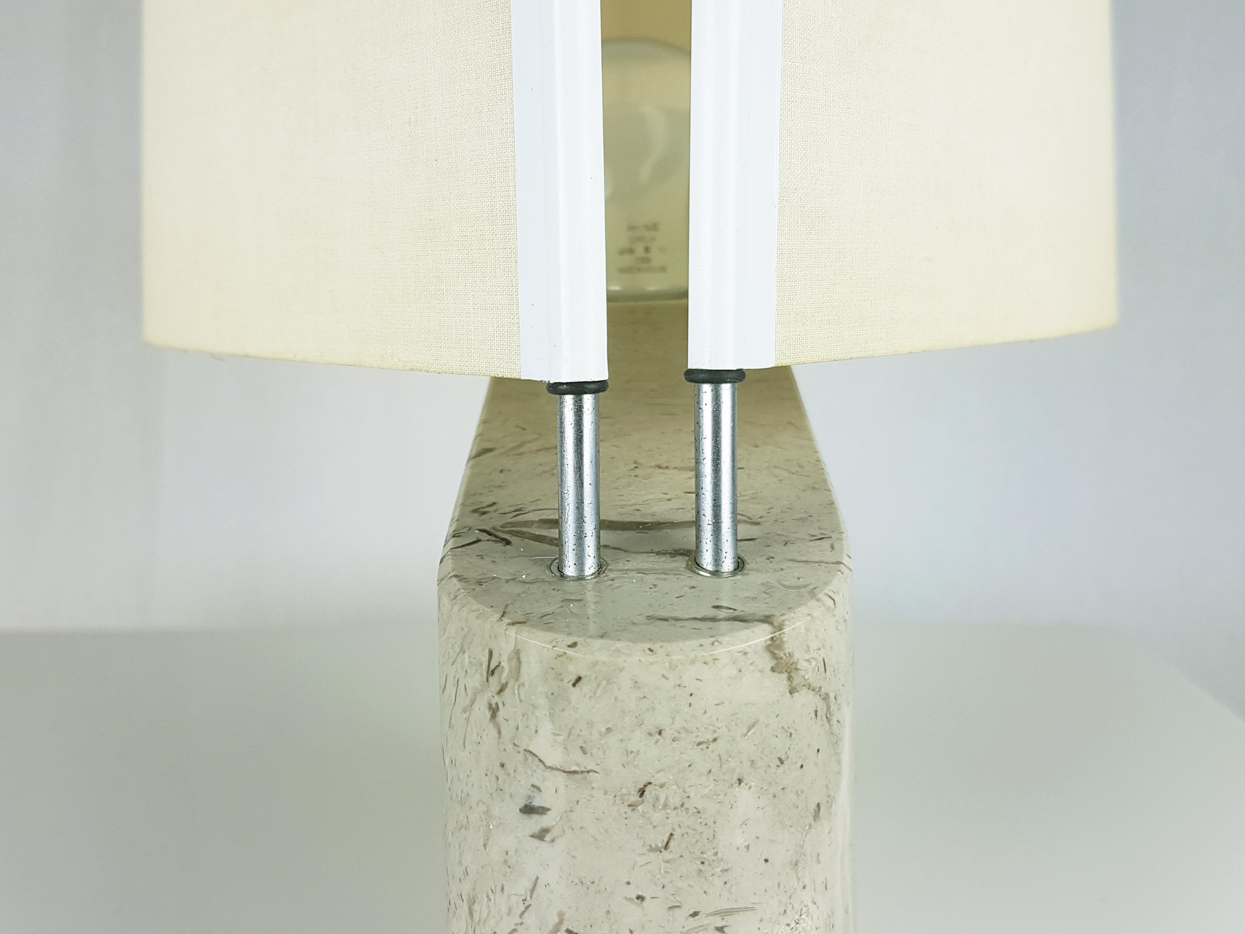 Post-Modern Marble, Metal and Fabric 1970/80s Table or Bedside Lamps by IBIS