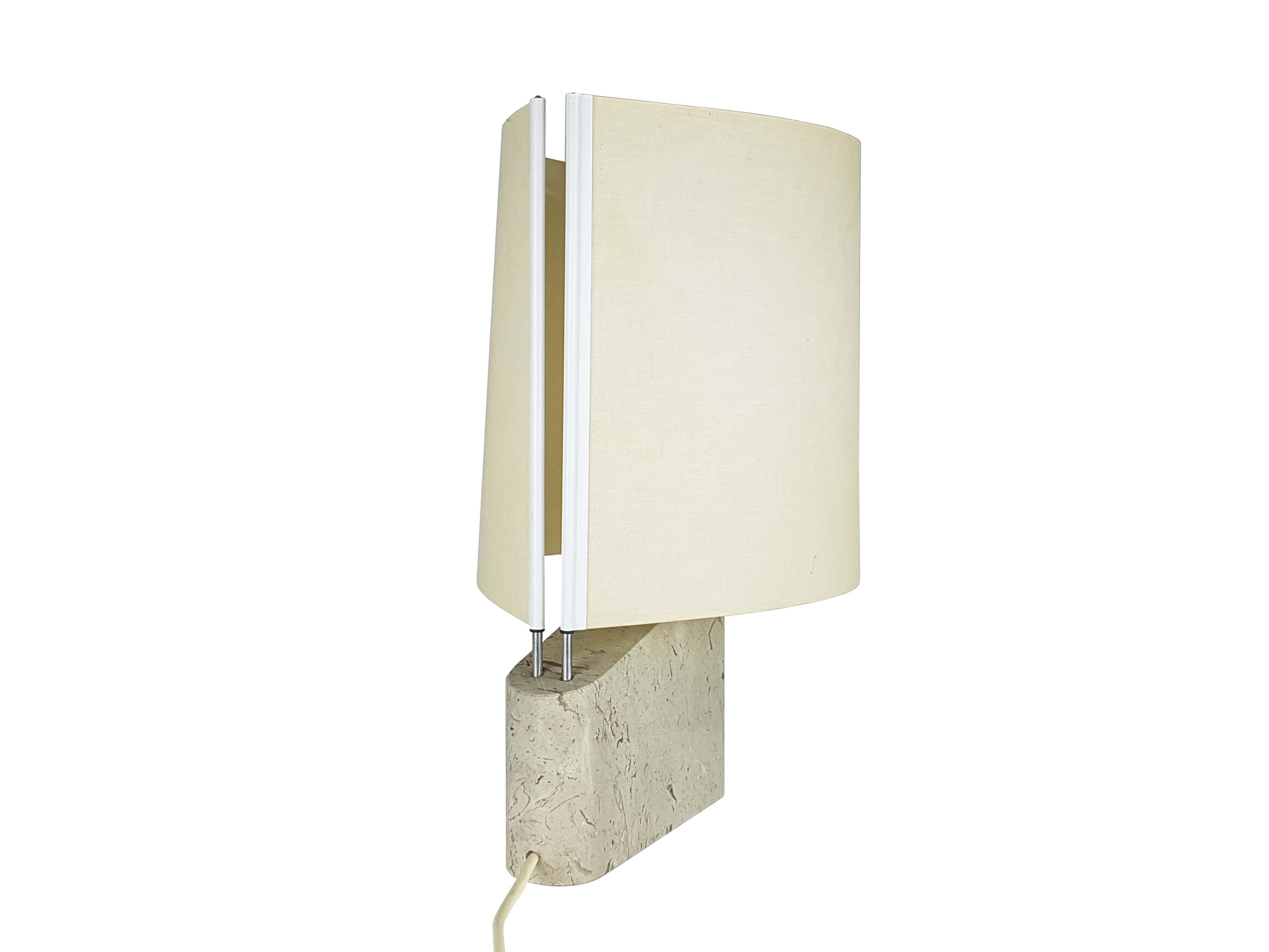 Italian Marble, Metal and Fabric 1970/80s Table or Bedside Lamps by IBIS