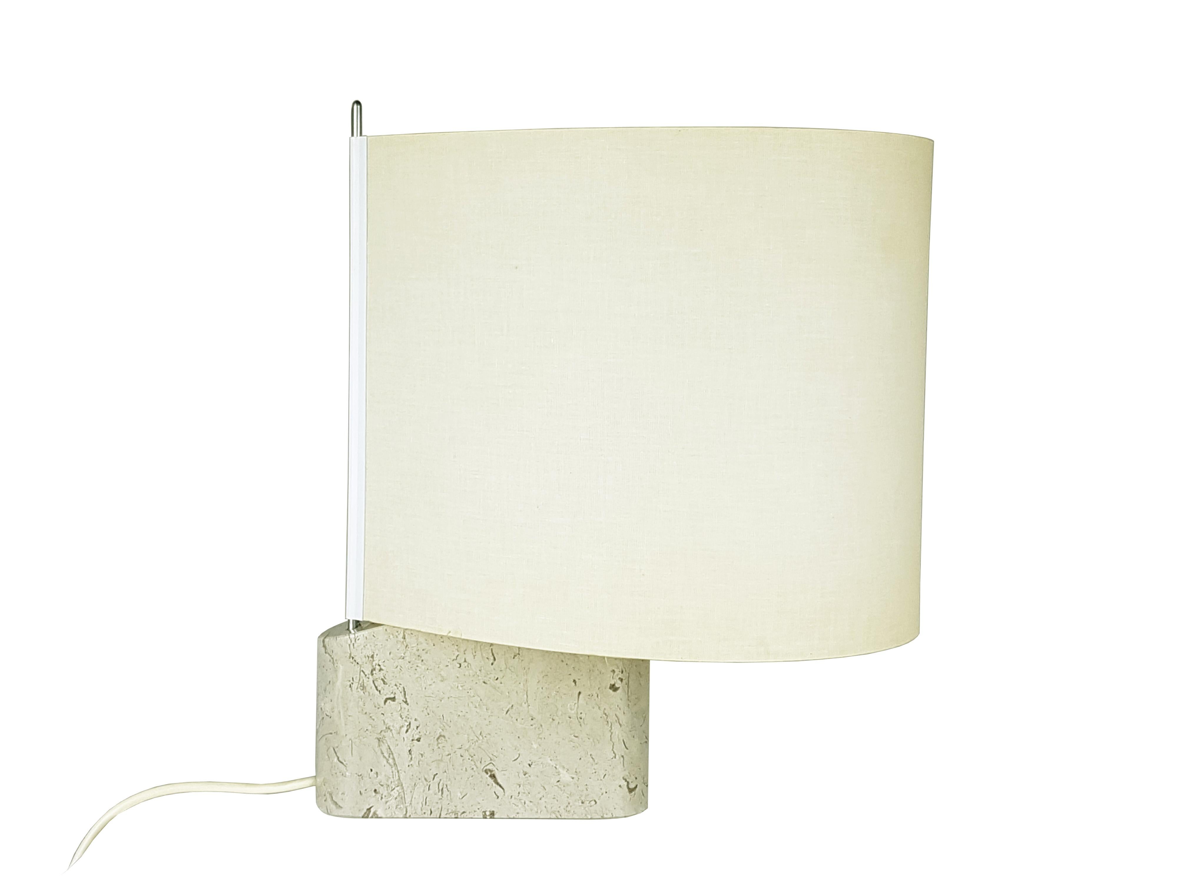 Marble, Metal and Fabric 1970/80s Table or Bedside Lamps by IBIS In Good Condition In Varese, Lombardia