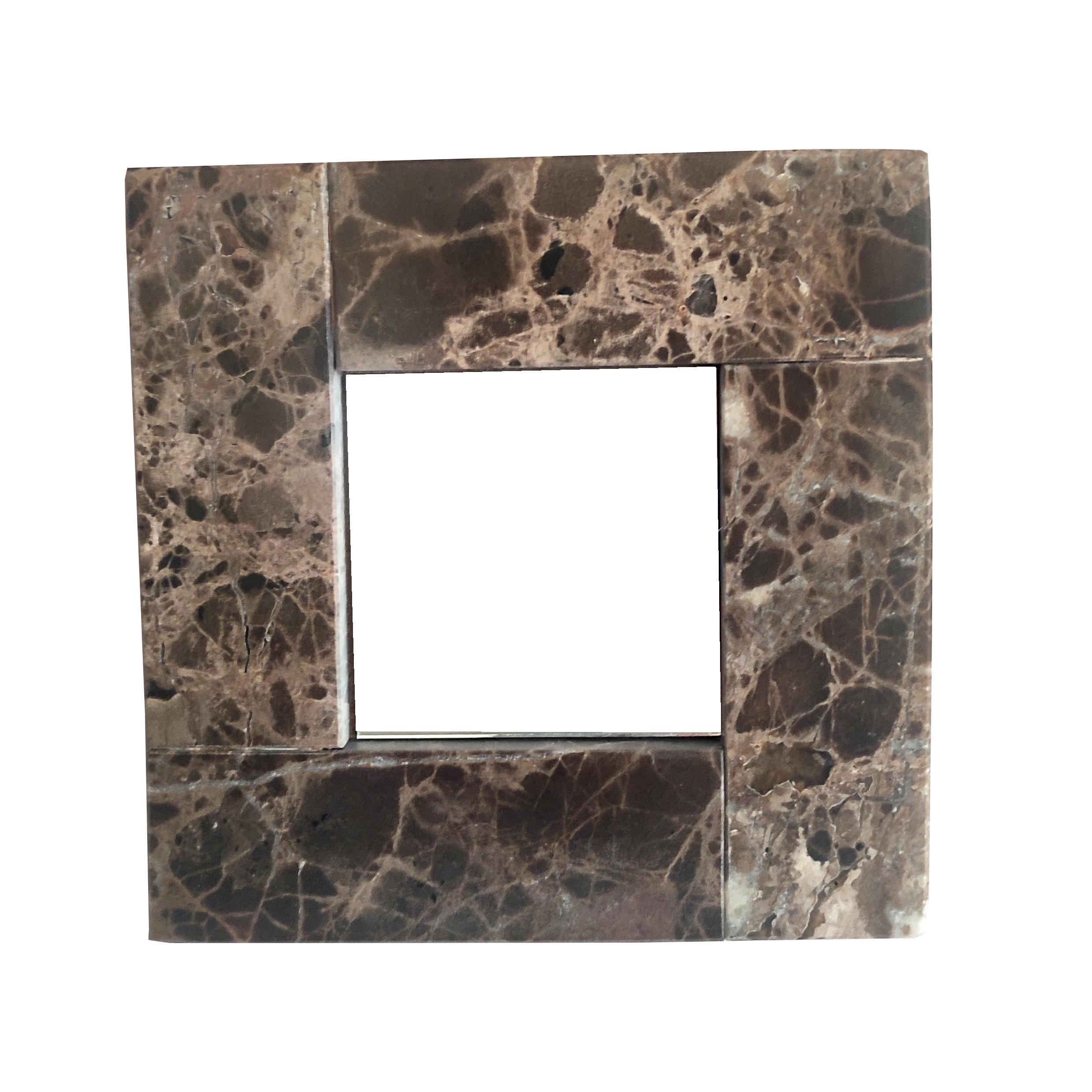 Marble Mirror Brown Emperor Marble Spain Contemporary Design Mirror Gift Present
This handcrafted square mirror with a brown Emperador marble frame is a refined design piece, perfect as a thoughtful gift for someone who appreciates luxury and