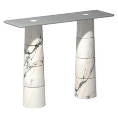 Marble Modular Base & Steel Top Contemporary Art Console by Samuele Brianza