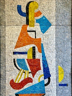 Mosaikplatte aus Marmor und geschmolzenem Glas, Maximilien Herzele, Frankreich 1956