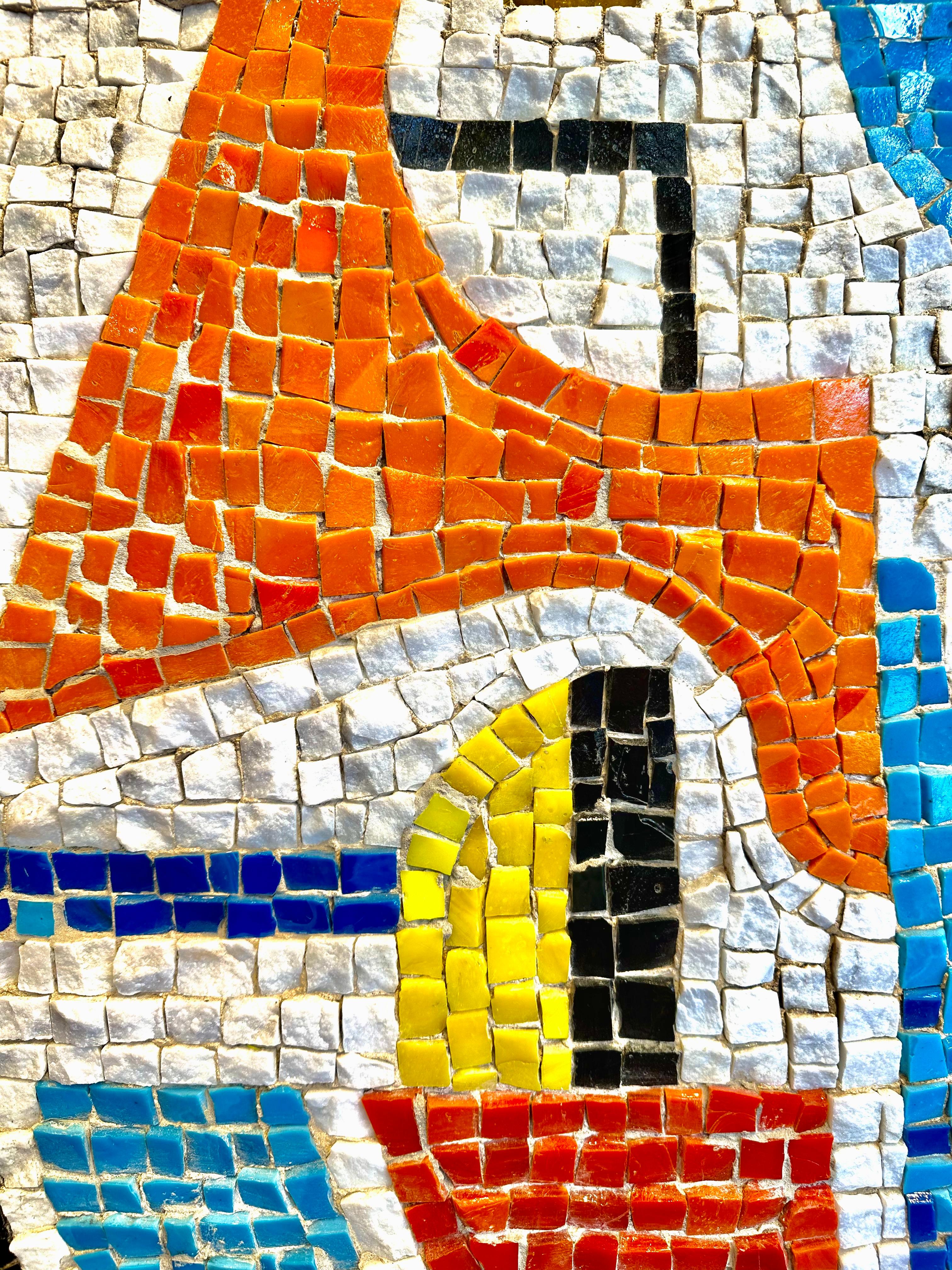 Panel de mosaico de mármol y vidrio fundido, Maximilien Herzele, Francia 1956 Mosaico