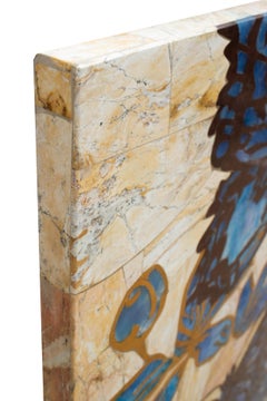 Marble Mosaic Table Top with Colourful Butterflies