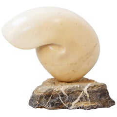Marble Nautilus Shell Sculpture, Signed