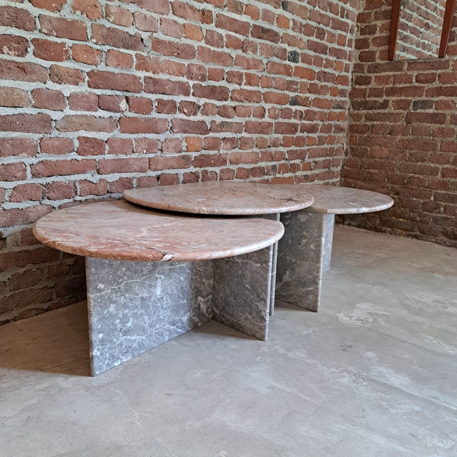 Marble Nesting Tables, Italy, 1960

Additional information:
Country of Manufacture – Italy
Design Period – 1960
Production Period – 1960
Style – Midcentury / Italian design
Material – Marble
Color – Beige
Dimensions – H. 40, W 70, depth 60 cm