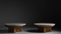 Marble & Oak Coffee Table, Spain circa 1960