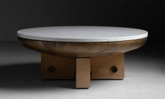 Marble & Oak Coffee Table, Spain circa 1960