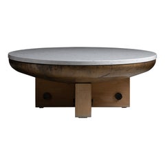 Marble 
Oak Coffee Table, Spain circa 1960