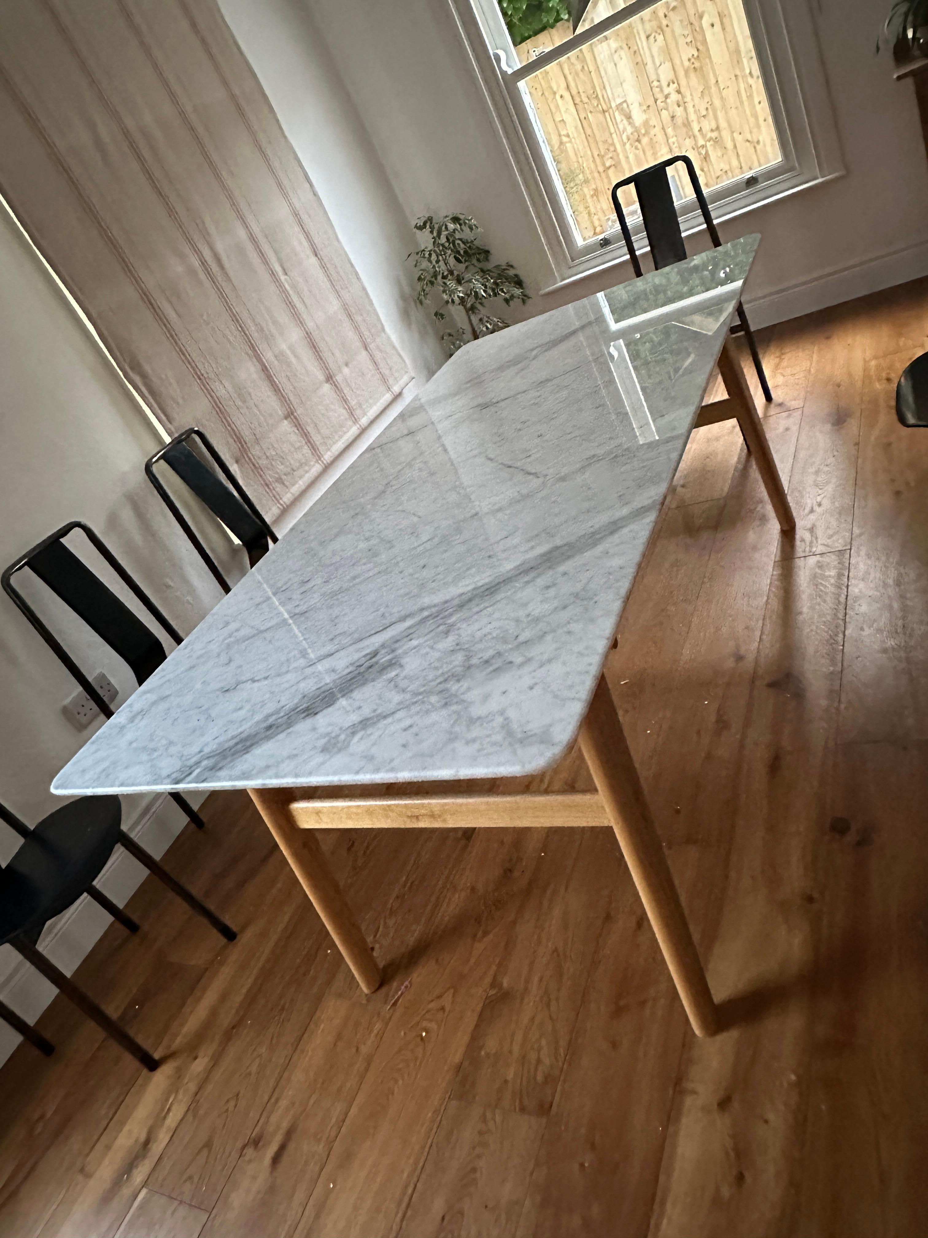 Mid-Century Modern Marble Oak Table By Heals of London and Adam Daghorn Limited Edition For Sale