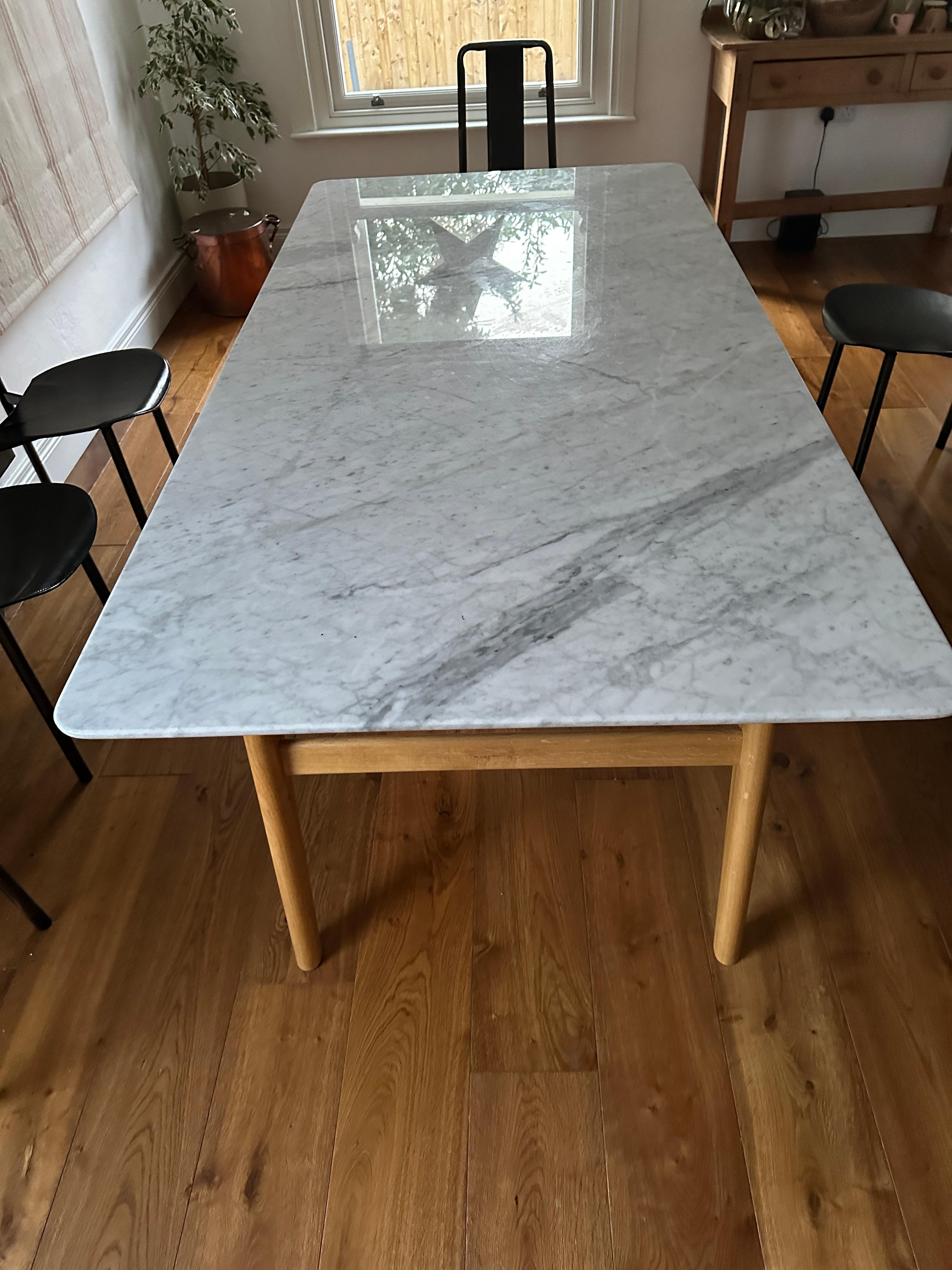 Contemporary Marble Oak Table By Heals of London and Adam Daghorn Limited Edition For Sale
