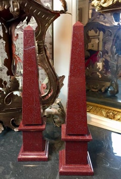 Red Marble Obelisks, Neoclassical Pair