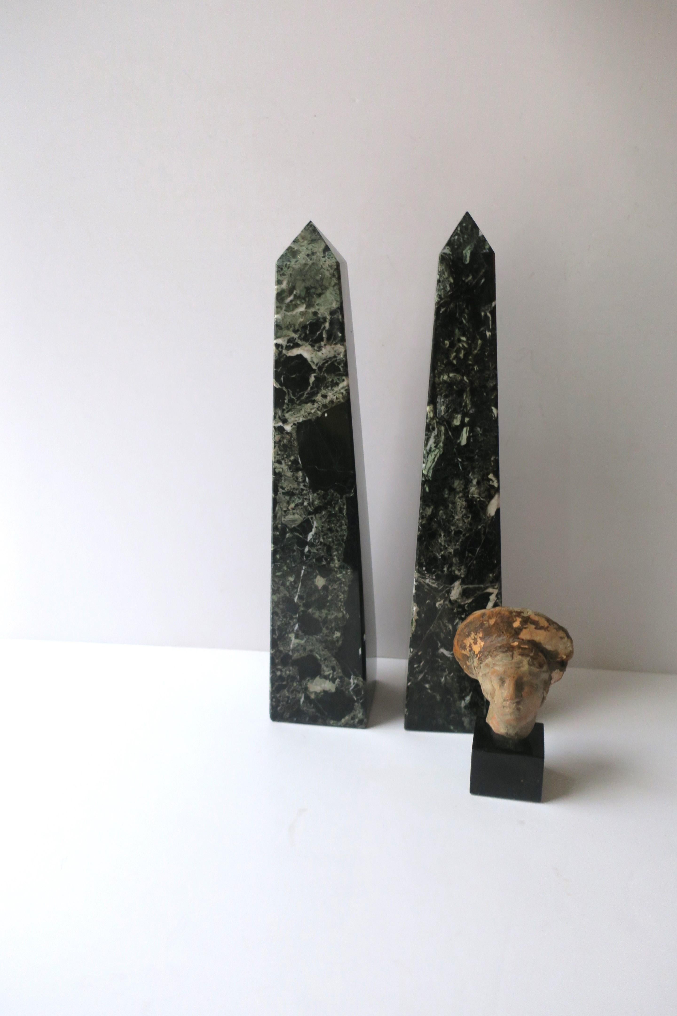 Hand-Crafted Marble Obelisks, Pair For Sale