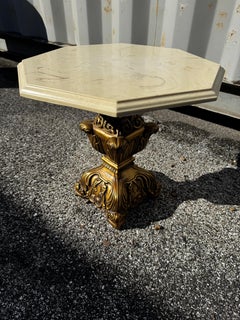 Marmor Achteckig Vergoldetes Messing Farbig Sockel Tisch