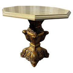 Marmor Achteckig Vergoldetes Messing Farbig Sockel Tisch