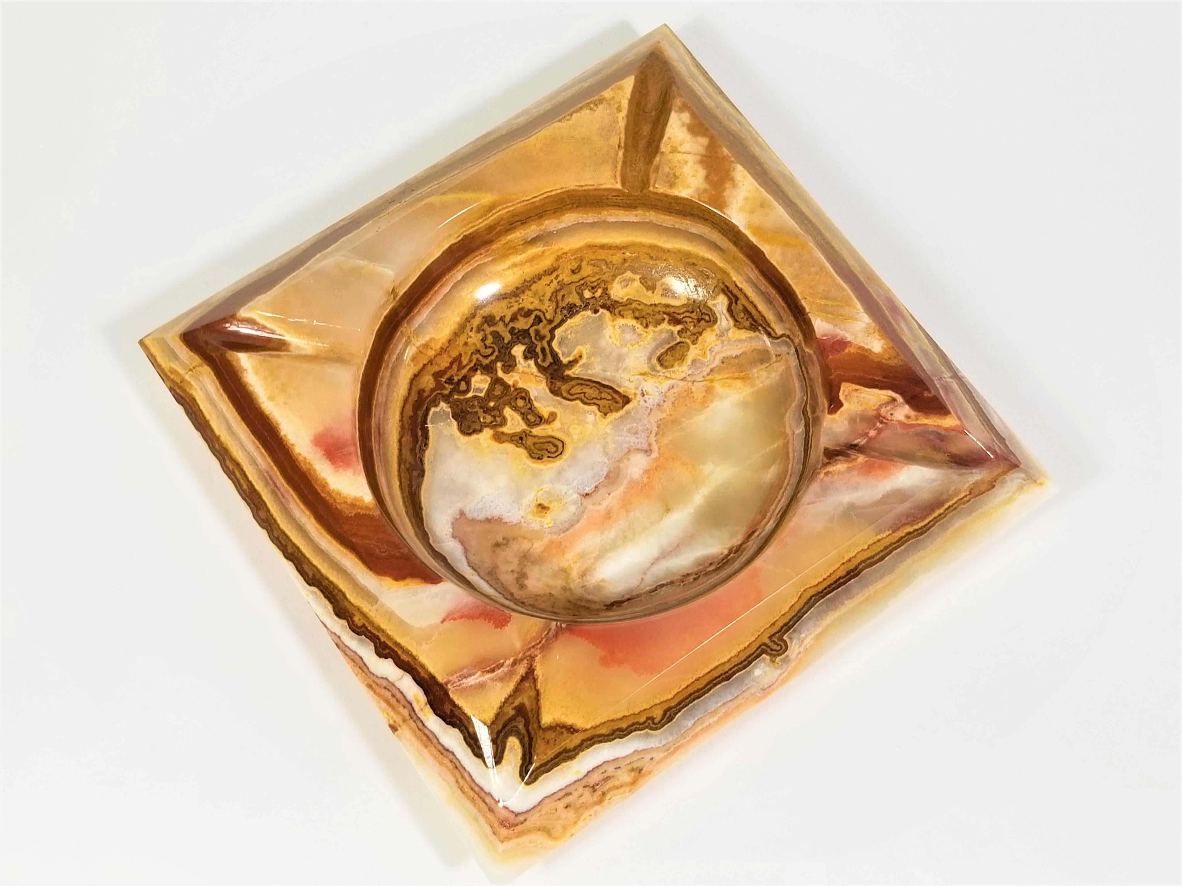 Marble Onyx Ashtray Midcentury 8