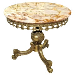 Marble-Onyx Top over a Bronze Foot Gueridon in Neoclassical Style