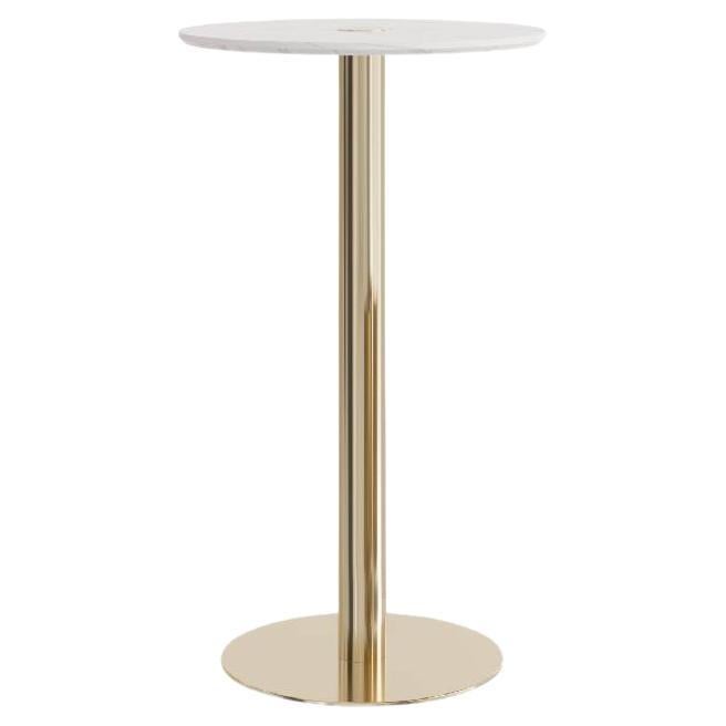 Marble Outdoor Round Bar Table with Metallic Structure