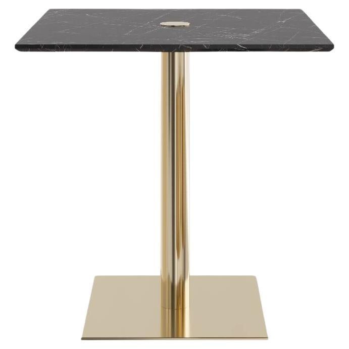 Marble Outdoor Square Dining Table with Metallic Structure