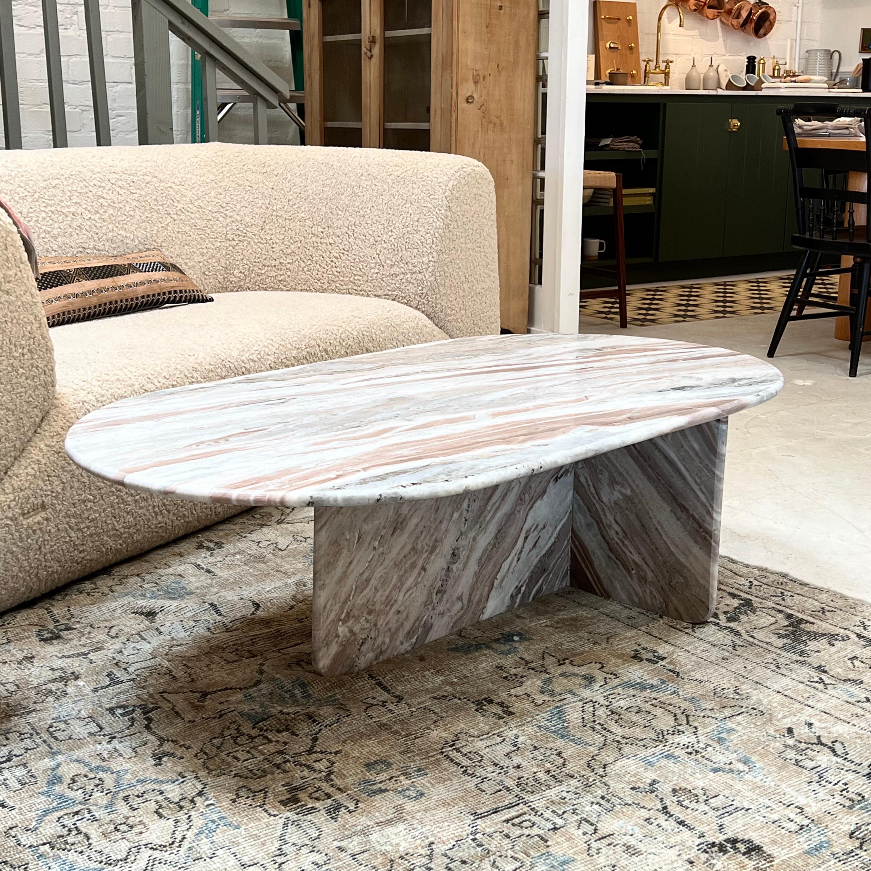 Marble Oval Coffee Table For Sale at 1stDibs