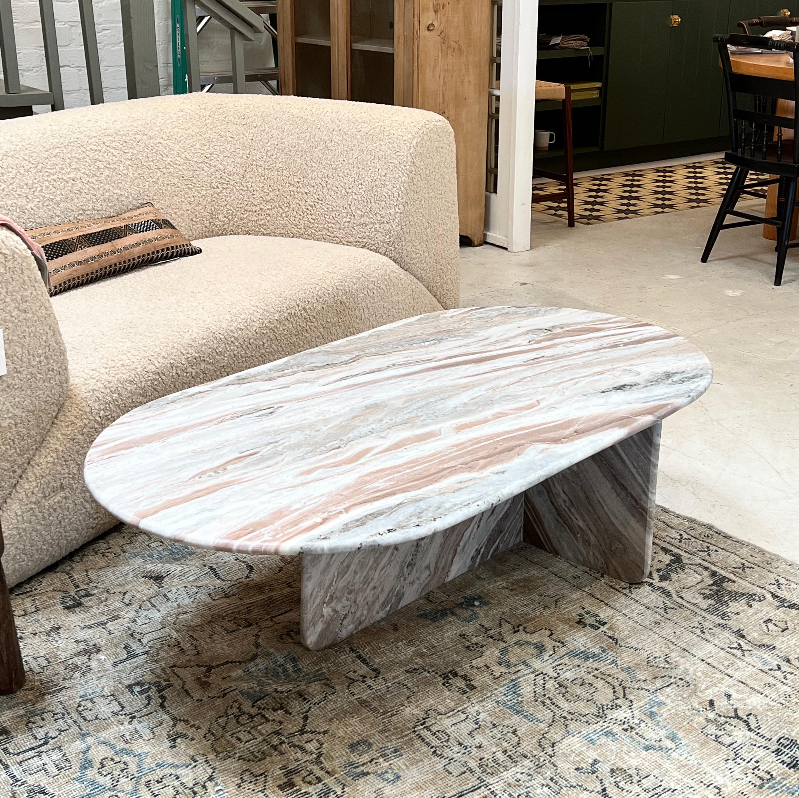 Marble Oval Coffee Table For Sale at 1stDibs
