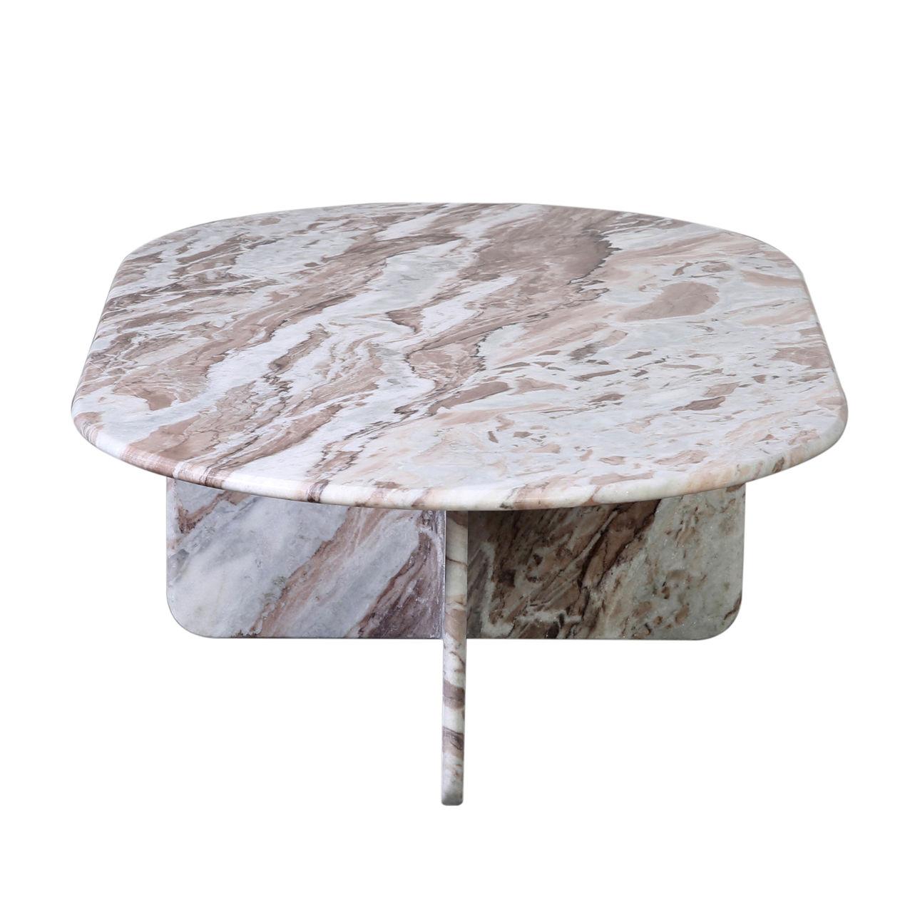 Indian Marble Oval Coffee Table For Sale