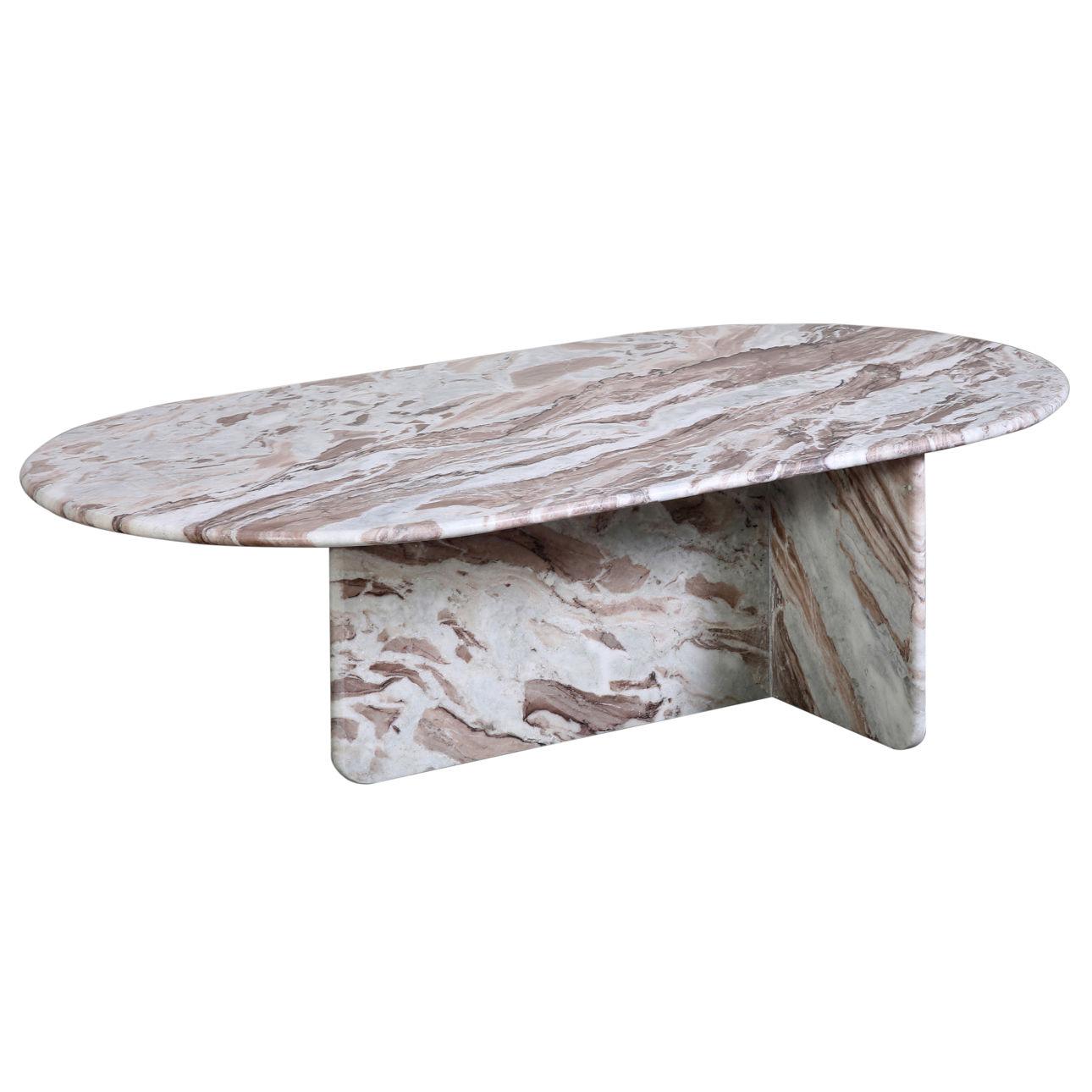 Marble Oval Coffee Table In New Condition For Sale In Los Angeles, CA