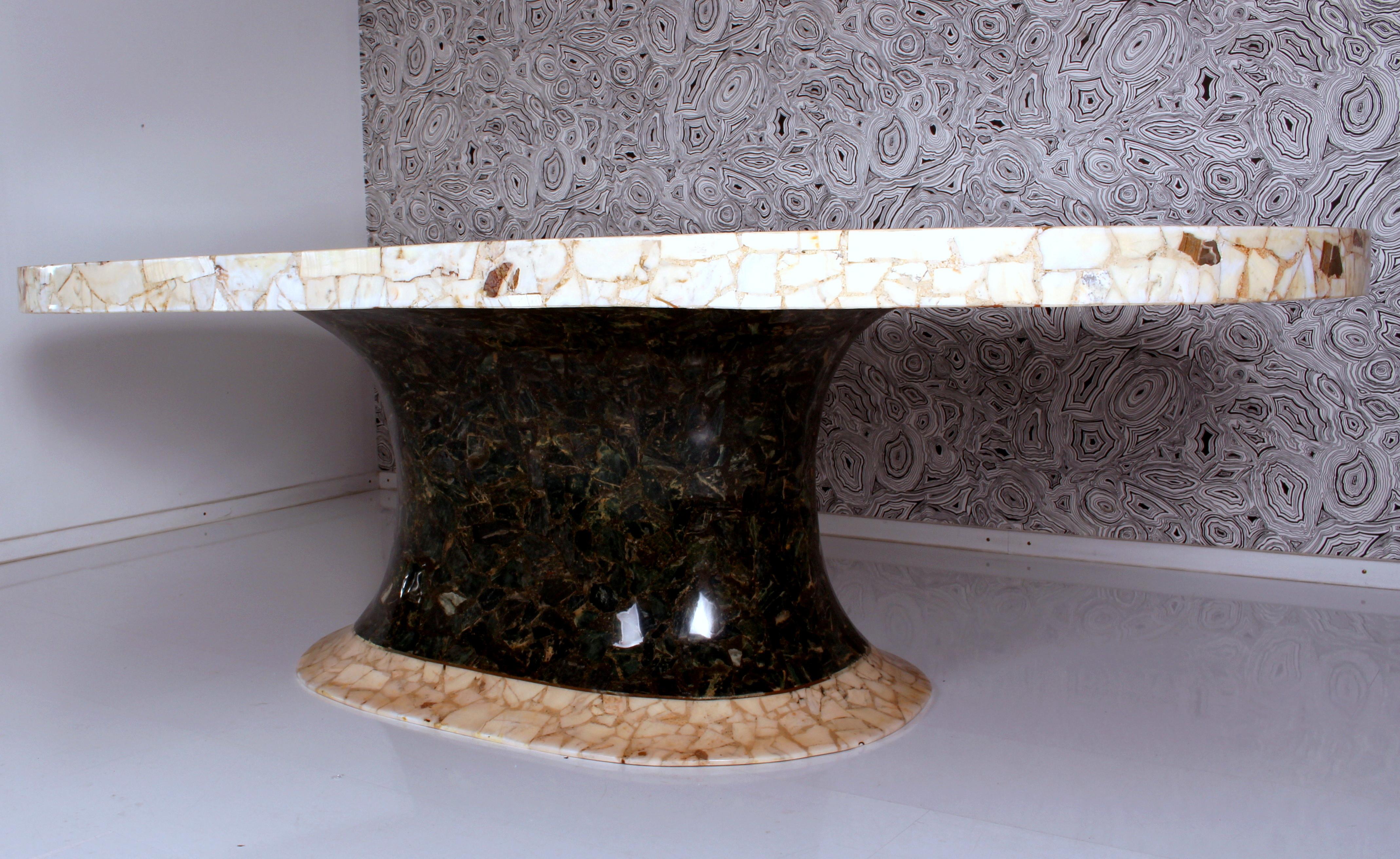Table de salle à manger ou de conférence tulipe ovale en marbre Muller's of Mexico avec incrustation en laiton en vente 11