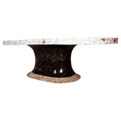 Marble Oval Tulip Dining or Conference Table Muller's of Mexico with Brass Inlay
